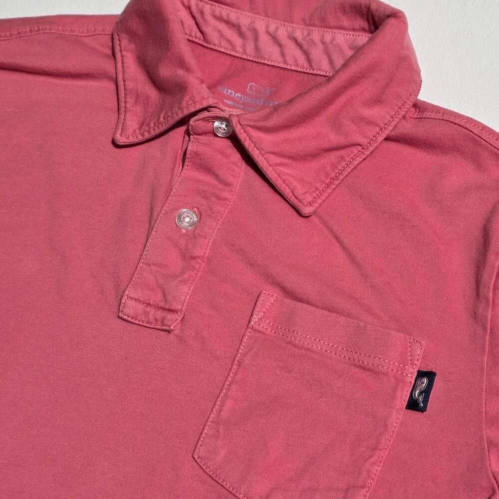 Vineyard Vines Kids' Medium/12 salmon color garment dyed surf polo shirt pocket
